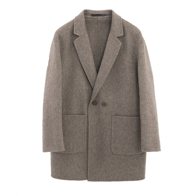 高端牦牛绒羊毛面料男士毛呢大衣