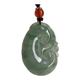 缅甸天然翡翠吊坠A冰种绿色果绿色如意吊坠货绿色万事如意挂件