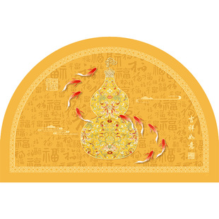 半圆玄学地垫入户进门口金黄色家用新中式地垫吸水防滑硅藻泥地毯