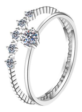 莫桑石六爪排戒叠戴极细小戒指