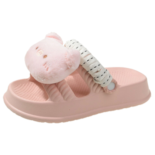 奶呼呼可爱踩屎感厚底拖鞋女生夏天2025新款防滑沙滩外穿两穿凉鞋