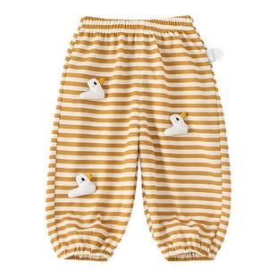 宝宝裤子春秋小月龄女宝条纹长裤洋气婴儿休闲裤春季童装男宝衣服