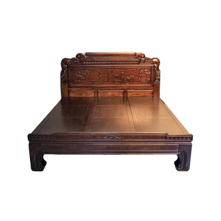 全榫卯紫檀木花梨木实木床仿古1.8双人家用主卧大床明清古典雕花