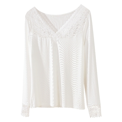 ALDOLA/雅黛丽V领性感蕾丝打底衫