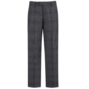 LARDINI进口羊毛山羊绒混纺亲王格纹秋冬商务直筒无褶西裤长裤