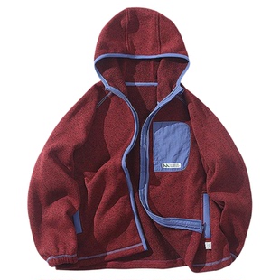 mipo冬季儿童外套男女童加绒连帽拉链卫衣柔软抓绒宽松休闲上衣