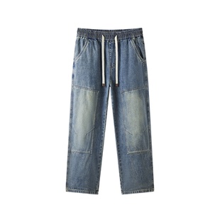 森柔牛仔|商场同款森马牛仔裤男直筒工装裤2025秋新款复古破洞裤