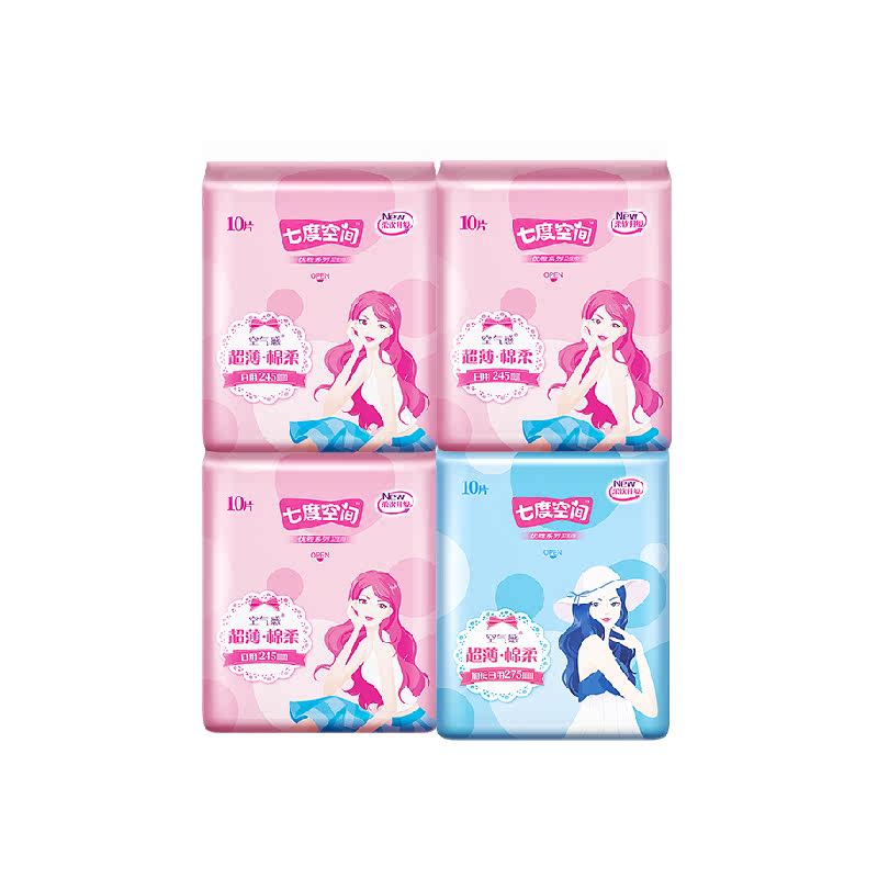 【新国标认证】七度空间卫生巾优雅超薄亲肤日夜用姨妈巾组合