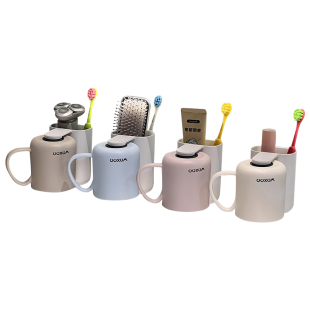 牙刷置物架磁吸洗漱口杯刷牙杯倒挂卫生间壁挂式牙膏牙刷收纳架子