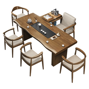实木茶桌椅组合现代简约新中式办公室功夫茶台茶盘一体喝茶泡茶桌