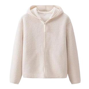 日单试衣间柜249元! 温暧百搭连帽休闲羊羔绒摇粒绒毛毛短外套女