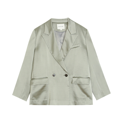 缎面醋酸休闲西装外套女西服春季