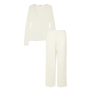 Eberjey美国轻奢罗纹透气家居服套装长袖短袖春季时尚可外穿睡衣