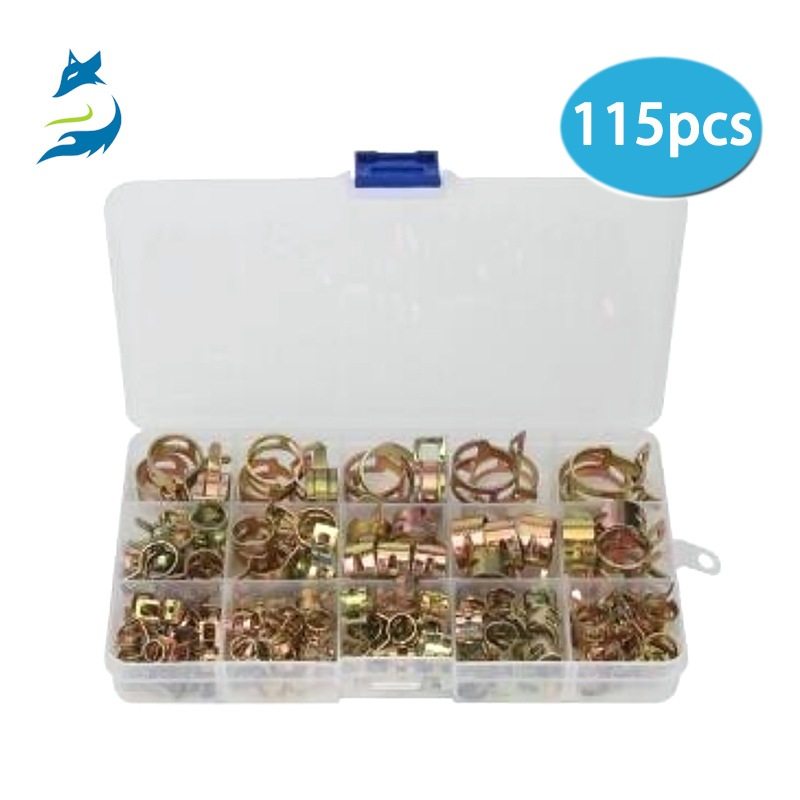 100pcs盒装镀锌日式弹性箍圈6-17mm 镀彩锌燃油管夹抱箍卡箍批发