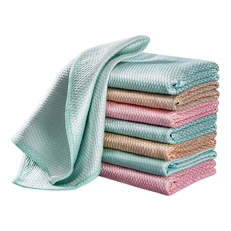 鱼鳞抹布擦玻璃无水印抹布厨房专用懒人布吸水不掉毛不留痕渍毛巾