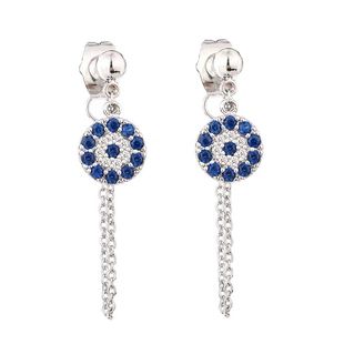 恶魔之眼耳钉耳链韩款925纯银镀14k金创意个性耳环耳线后挂式耳坠