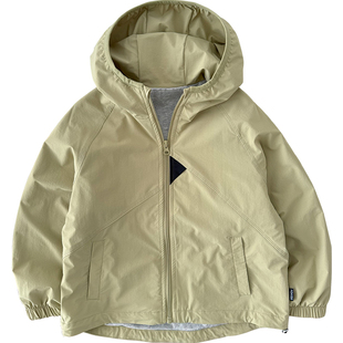 日系巨软儿童外套~男童连帽防风衣春秋装中大童拉链帽衫软壳衣