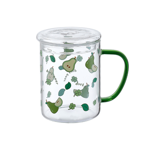 可爱卡通玻璃杯高硼硅耐高温吸管杯子ins高颜值咖啡杯水杯把手杯