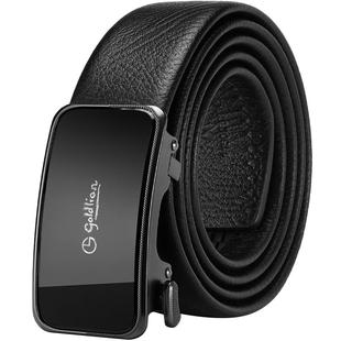 金利来新款内扣皮带男士真皮自动扣裤带头层牛皮时尚商务镜面腰带