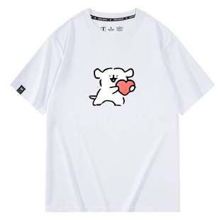 马尔济斯线条小狗联名出发吧麦芬周边情侣短袖T恤衫日系休闲半袖