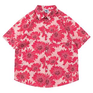 From Mars 花开正好 夏威夷风碎花满印短袖衬衫宽松休闲情侣潮ins