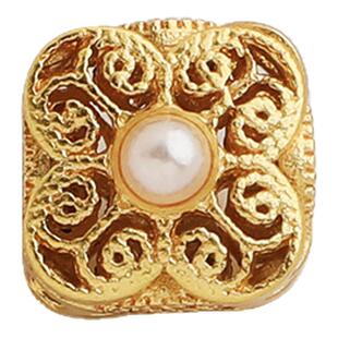 沙金包金保色贝珠双面花形花托四叶草祥云手链串珠材料diy配饰品