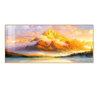 山水画靠山图日照金山挂画背靠金山装饰画沙发背景墙卧室床头画