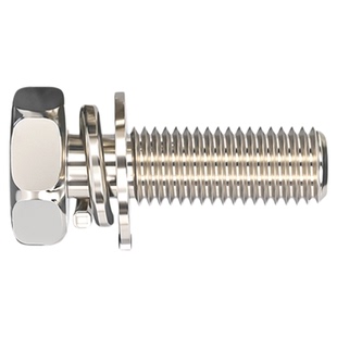 铁镀镍十字槽外六角三组合螺丝钉带平垫弹垫凹穴组合螺栓M4M5M6M8