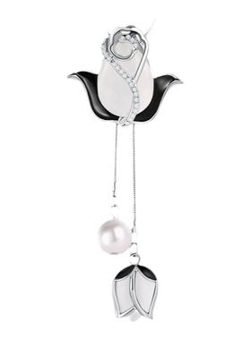 奥特莱斯「趣味盎然」郁金香饰品轻奢猫眼锁骨毛衣链配饰