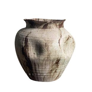 景德镇侘寂风中式复古粗陶花瓶民宿花盆家居摆件干花水养种植花器