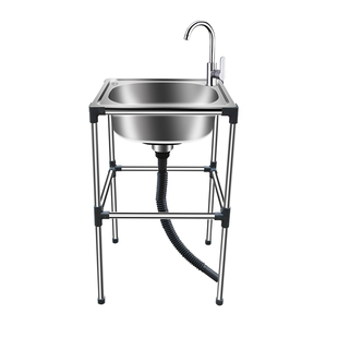 加厚不锈钢简易洗手盆洗菜家用单槽支架洗碗池厨房水池架子水槽