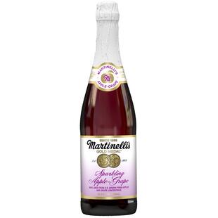 Martinelli′s马添利原瓶进口无醇汽泡苹果汁750ml葡萄味饮料