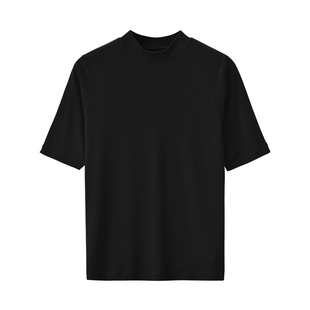 SEAWHEN海维恩美利奴羊毛半高领打底衫女早秋弹力修身显瘦中袖t恤