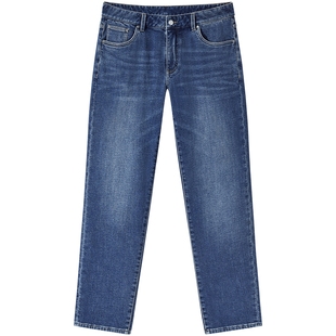 GXG男装 磨毛设计牛仔裤修身休闲裤通勤长裤男裤子 2024冬季品