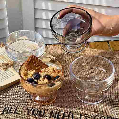 【专供跨境一件单独高脚家用杯杯子奶昔冰淇淋甜品杯】包装