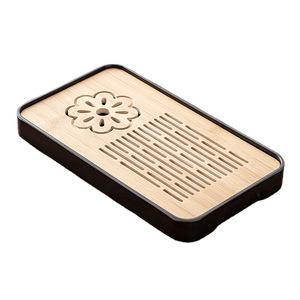 储排双用竹制小茶盘塑料底托盘