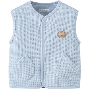 【纯棉】迷你巴拉儿童保暖马甲男女童宝宝华夫格背心春季外穿