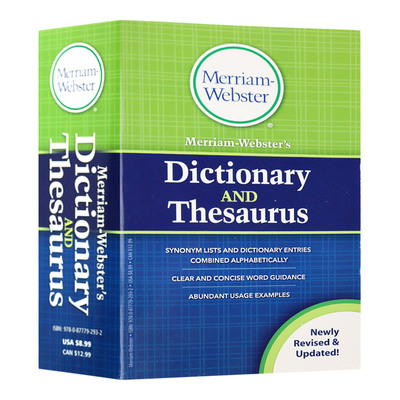 韦氏同义词字典 Merriam-Webster's Dictionary and Thesaurus 英文原版 新版 词典工具书 进口原版英语词汇学习书籍字典辞典