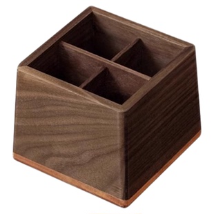 黑胡桃木放化妆刷子的桶收纳盒子高颜值桌面口红眉笔杂物整理分格