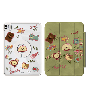 iPadPro保护壳2025新款air7/6/5套适用苹果11寸平板ipad11第10代9磁吸拆分mini7透明防弯13旋转4全包3y折可爱