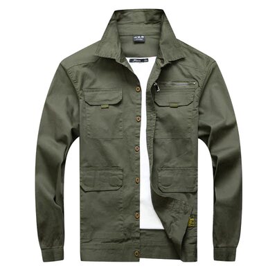 夏季薄款纯棉弹力工装外套夹克男