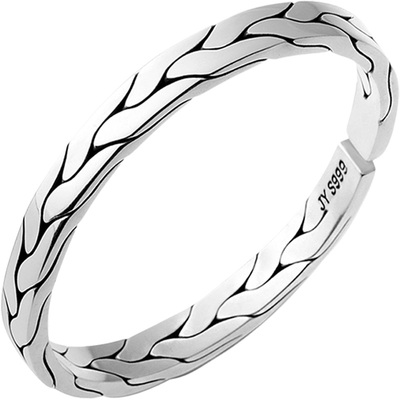 原创手工麻花编织男士实心银镯子