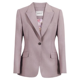 OFFIY-显白玫瑰 高级羊毛西装服外套裤子职业气质正套装26新春夏