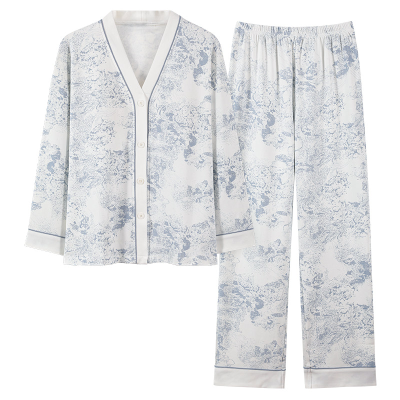 女士睡衣自带胸垫套装家居服和服