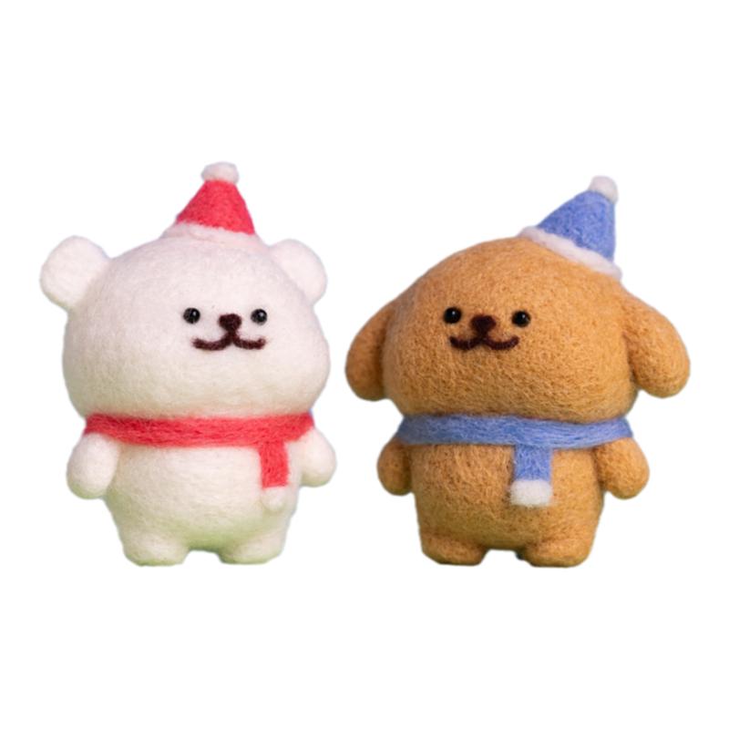 线条小狗羊毛毡戳戳乐diy材料包手工制作玩偶挂件摆件情侣送礼物