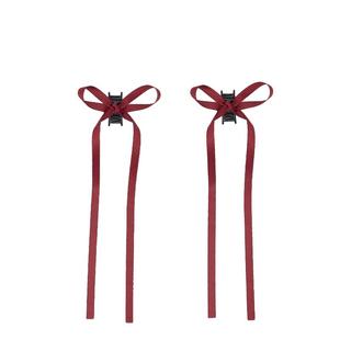 节日红色飘带蝴蝶结发夹女甜美少女丝带对夹小抓夹刘海夹儿童头饰