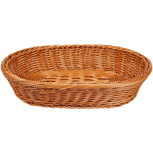 仿藤编水果篮零食面包果蔬盘桌面置物整理收纳花篮手工编织收纳筐