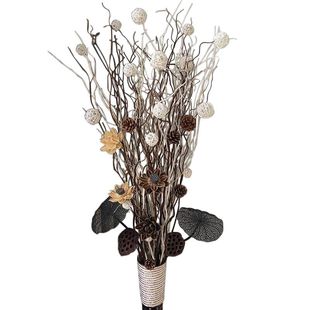 龙柳树枝干枝装饰玄关橱窗插花客厅落地花瓶叶脉花干花装饰摆件