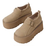 品牌真皮小个子厚底增高全包勃肯鞋女2026新款春爆款百搭乐福单鞋