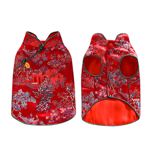 狗狗猫咪唐装过新年衣服春秋薄款中式国风宠物约克夏比熊泰迪马甲